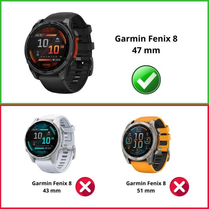 Garmin Fenix 8 47mm Compatible Case - Hard Protective Case Transparent Tempered Glass Screen Phonillico®