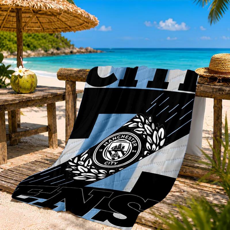 Asciugamano da Spiaggia in Microfibra Stampato City Football Club, Morbido e Assorbente, Asciugatura Rapida, Ideale per Viaggi Estivi, Essenziale per la Spiaggia, Piscina