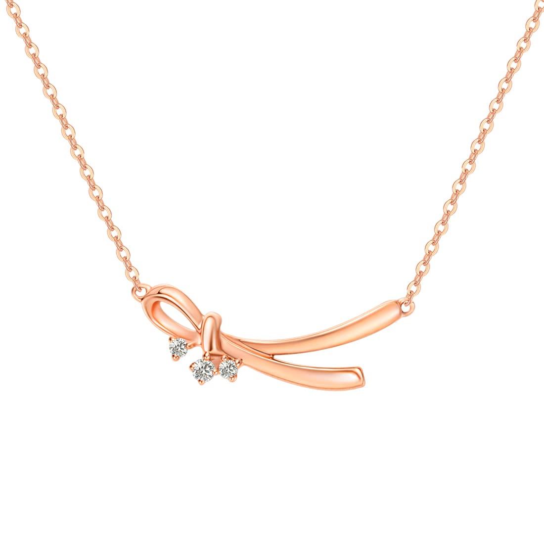 

K18 Pink Gold Necklace for Lab Grown Happy Knot Gift Wrapping White Return Gift [FANCIME] Women, Diamond, Motif, Included, Birthday, Anniversary, Day,