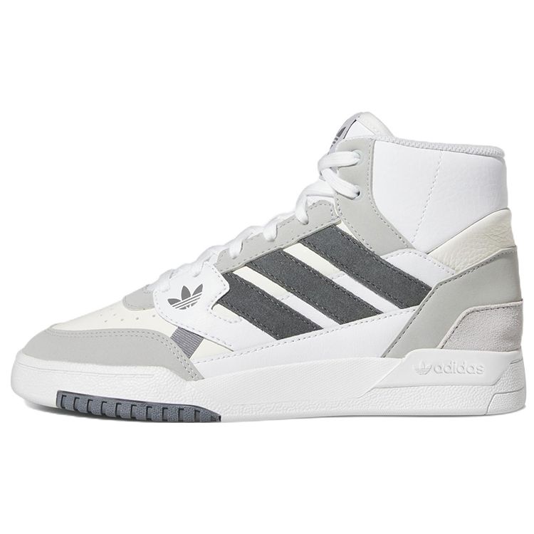 Adidas Originals Drop Step Leather Comfortable Trendy Slip Resistant Durable Lightweight High Top Skate Shoes Women Sneaker White Gray FZ5718