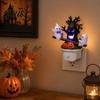 Halloween Seesaw Motion Decor Animated Ghosts Night Light Plug-in Lamp with Kids Bedroom Light Moving Figurines Spooky Glowing for Room Party