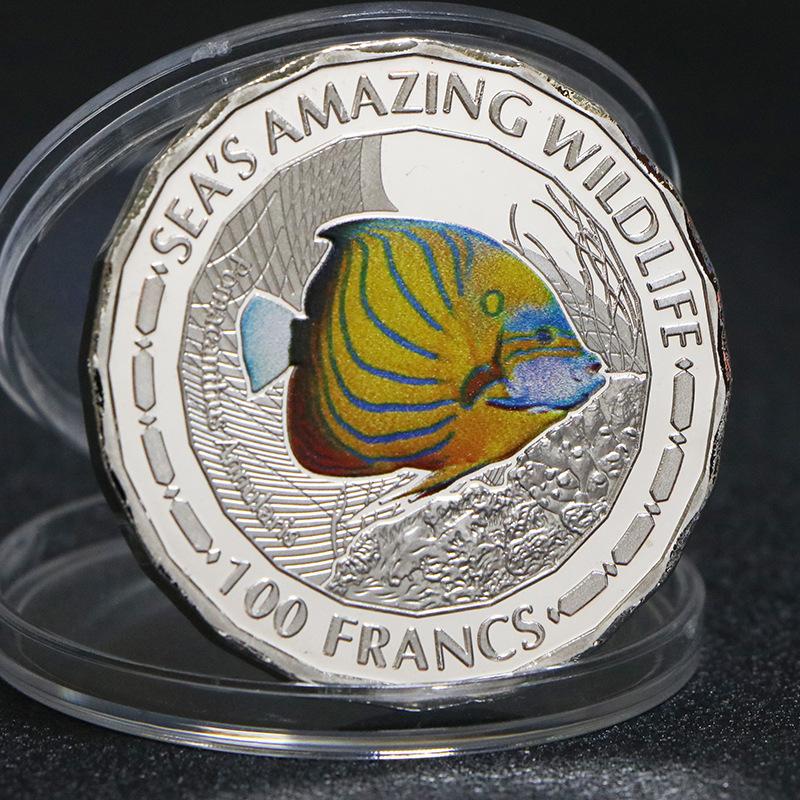 African Tropical Fish Commemorative Coin, Marine Animal Gold and Silver Coins, Clownfish Commemorative Silver Coins, Foreign Currency, Coins
