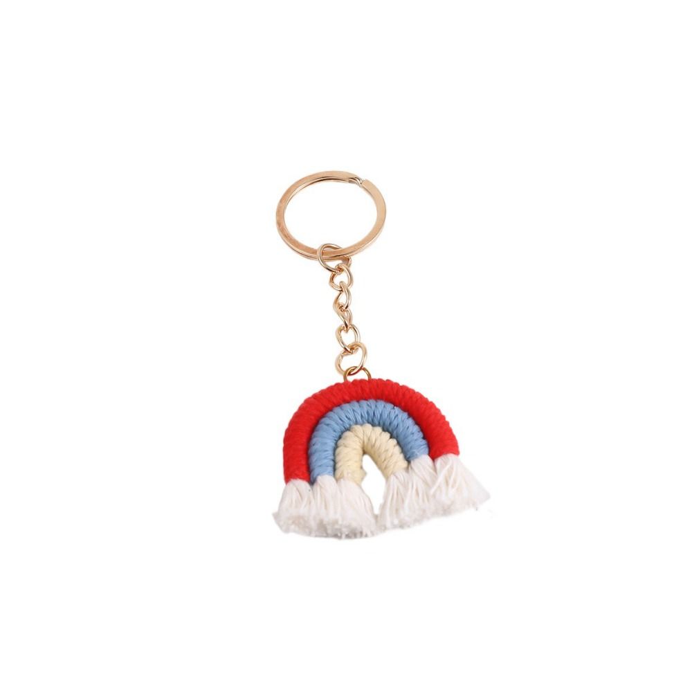 Pretty Three Color Rainbow Key Chain Fashion Knitted Rainbow Keychain  Girl