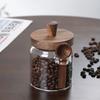 with Wooden Lid Coffee Bean Storage Jar With Wood Spoon Clear Spice Storage Tank  Kitchen