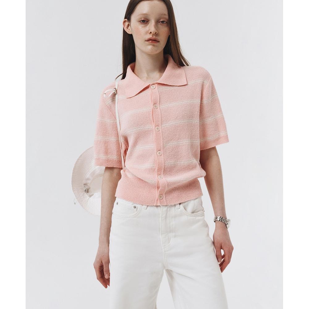 

DUNST FOR WOMEN UNISEX OPEN COLLAR BOUCLE KNIT SOFT PINKUDSW3B122P2