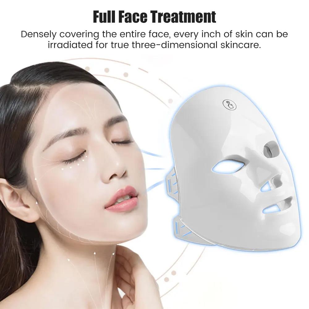 7 Colors LED Face Mask - Rechargeable Photon Light Therapy Beauty Device for Skin Care & Anti-Aging