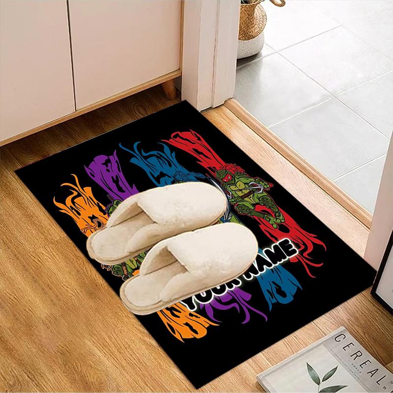 1PC Custom Name Turtle Power Artwork Theme Floor Mat Ideal for Living Room, Game Rooms, Office, Bedroom Floor Mat Playful Design