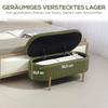 Storage Bench with Flip-Top Lid, Fabric Cover, Wood, Metal, Dark Green+Gold