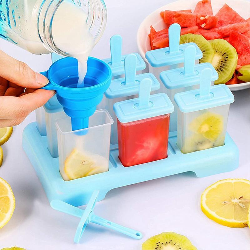 Glass Popsicle Form DIY Glass Machine Hemmagjord islåda med plastpinne Glasspinne Form Iskubbricka Köksprylar