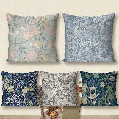 Vintage Floral Cushion Cover William Morris Style Botanical Throw Pillow Case For Sofa Living Room Bedroom Home Decor 40X40Cm