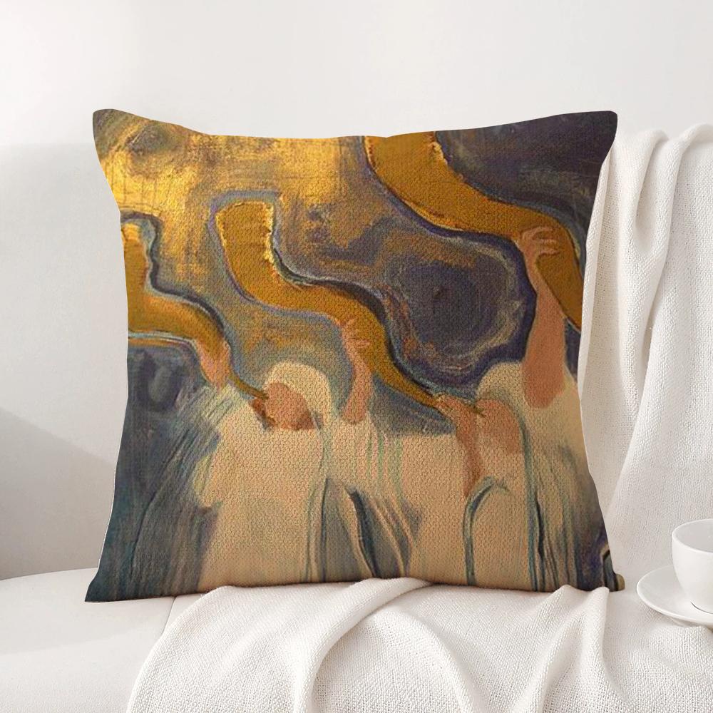 E-Edvard M-Munch Anxiety Cushion Cover Summer Coolness Linen Fabric Double-Sided Printing Pillow Case Sofa Home Decor Gift