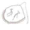 Women Necklace Earring Set Rhinestone Artificial Pearl Shiny Bride Jewelry Set for Birthday Party Wedding