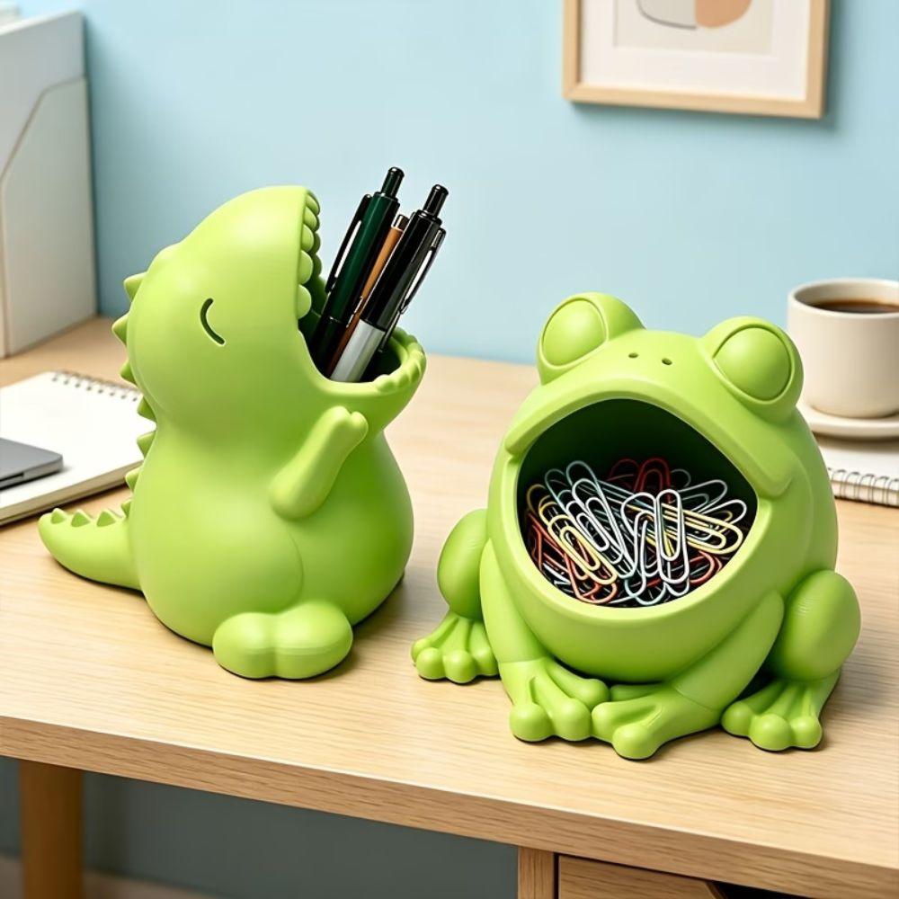 3D Printed T-Rex Pencil Holder Large Capacity Frog Animal Dinosaur Desk Organizer PLA Material Stationery Storage