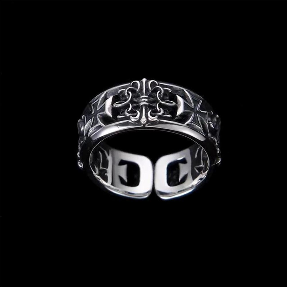 Men's Vintage Cross Open Ring Gothic Punk Style Retro Hip-Hop Punk Adjustable Finger Ring Gift for Friends Lover