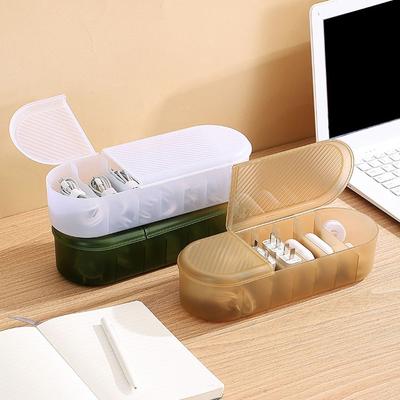 Plastic 7 Grids Cable Storage Box Transparent Reusable Data Line Storage Container Space Saving Large Capacity