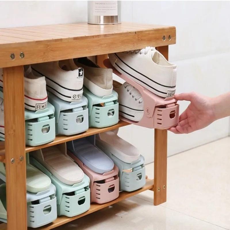 Double Layer Shoe rack Adjustable Shoe Rack Stand Organizer Footwear Support Space Saving Cabinet Storage Shoe Stand