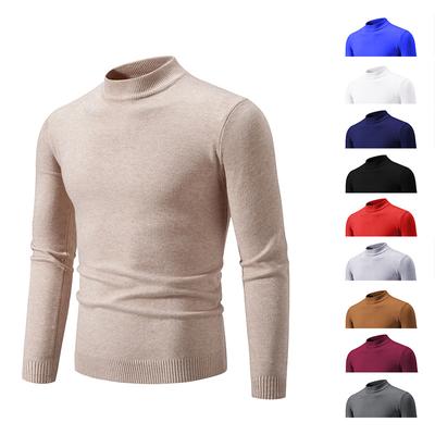 Autumn And Winter Men'S Thin Retro Simple Solid Color Half High Collar Bottom Sweater Men'S Interior Wear Outdoor Casual Slim Knitted Sweater