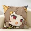 Yaoyao Cute Genshin Impact Cushion Cover Natural Linen Organic Fabric DoubleSided Printing Room Sofa Decor Pillow Case