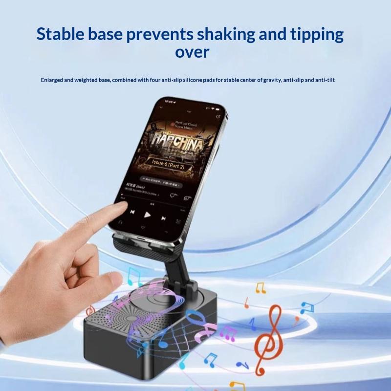 Altoparlante Bluetooth con Supporto per Telefono 5 in 1 Supporto per Cellulare Base Supporto Rotante a 360° Power Bank da 5000mAh