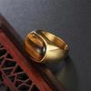 Gold/steel Color Retro Tiger Eye Brown Stones Rings For Men Women Classic Elegant Simple Stainless Steel Stone Ring Jewelry Gift