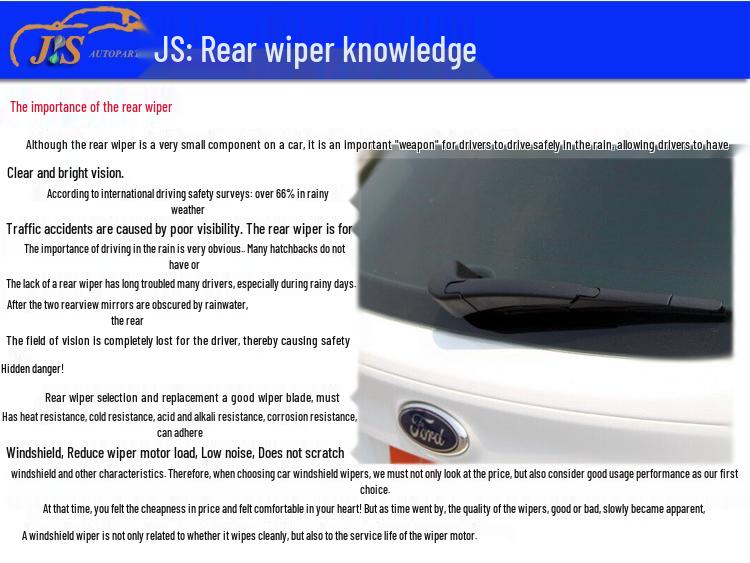 BAIC Senova X55 Rear Wiper Blade - Compatible with 15 Models, Plastic Frame, Natural Rubber Strip