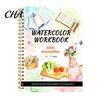 Floral And Daily Object Coloring Watercolor Book, Clean Bright Patterns Design, Thick Book for Kids Paper Multi-theme Paint Art Skill Development