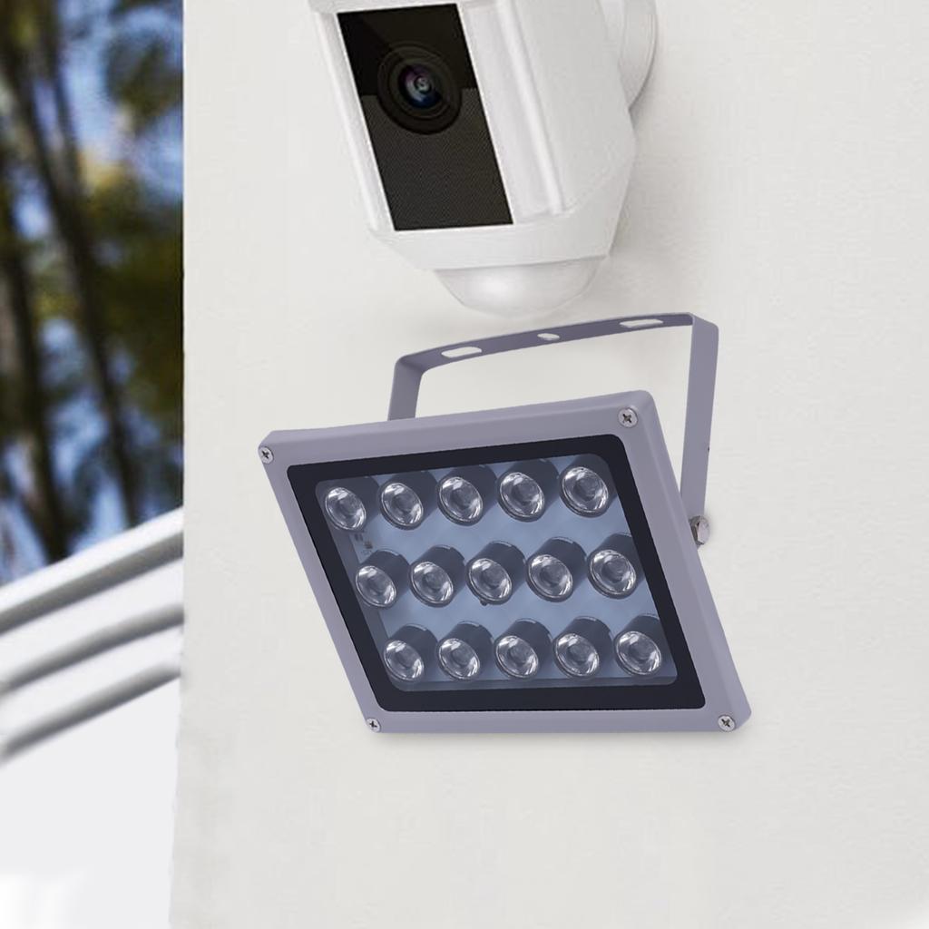 12V 15 LED Infrared Illuminator Light, IR Night Vision Lamp for Security Camera, Wide Angle Illumination, Enhanced Night Vision