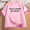 Small Boobs Big Heart T-shirt Funny Saying Tops Adult Humor Jokes Short Sleeve Cotton T-shirt Unisex Casual Summer Tees