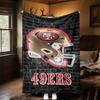 1pc San Francisco 49ers Helmet Theme Design Flannel Blanket - 3D Printed Soft Warm, All-Season Lightweight Throw for Camping Travel Bed-080709