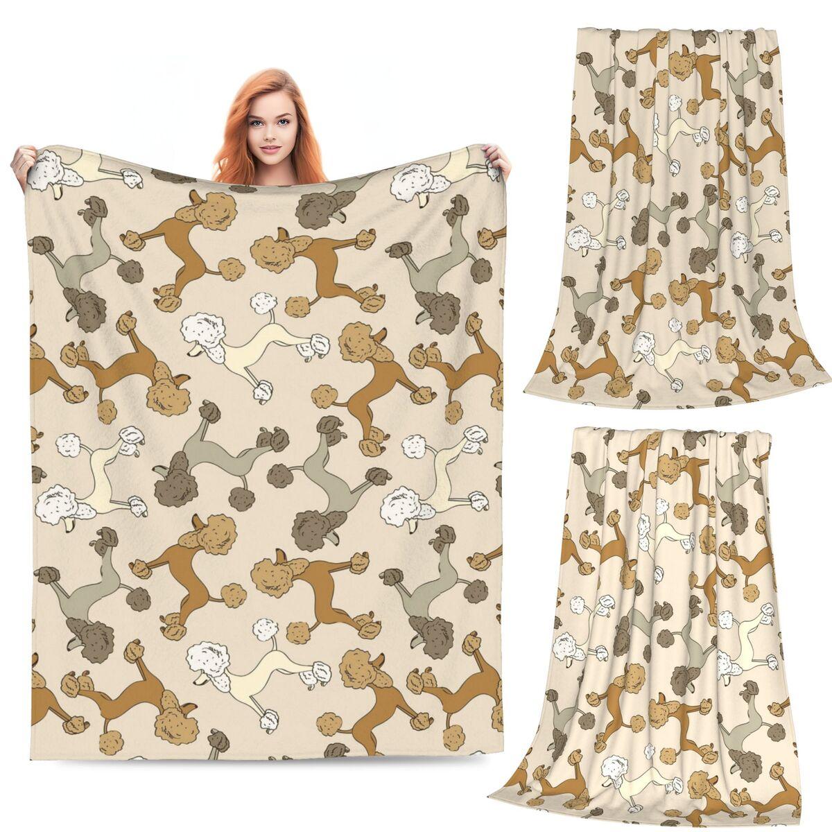 

Poodle Dogs Doggy Puppy Puppies Dog Pattern Blankets Soft Warm Flannel Throw Blanket Bedding for Living room Picnic Home Sofa 80x120cm