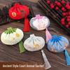 Vintage Court Animal Tassel Sachet Pendant: Empty Hanfu-Style Pouch
