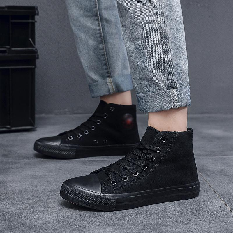 

New high-top canvas shoes men s and women s same cloth shoes trendy board shoes Korean version versatile student shoes 40 (Female)