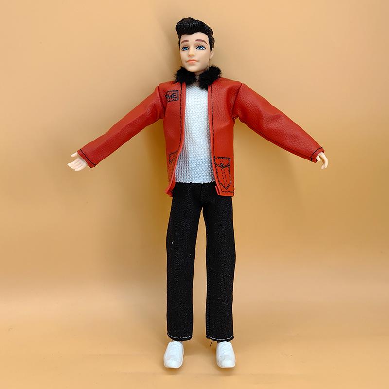 11-calowy 30cm Realistyczny Przegubowy Kostium Księcia: Zestaw skórzanej kurtki i spodni