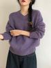 Korean Style V-Neck Wool Sweater - 2025 Autumn Trend, Loose Knit, Long Sleeve, Women's Fashion