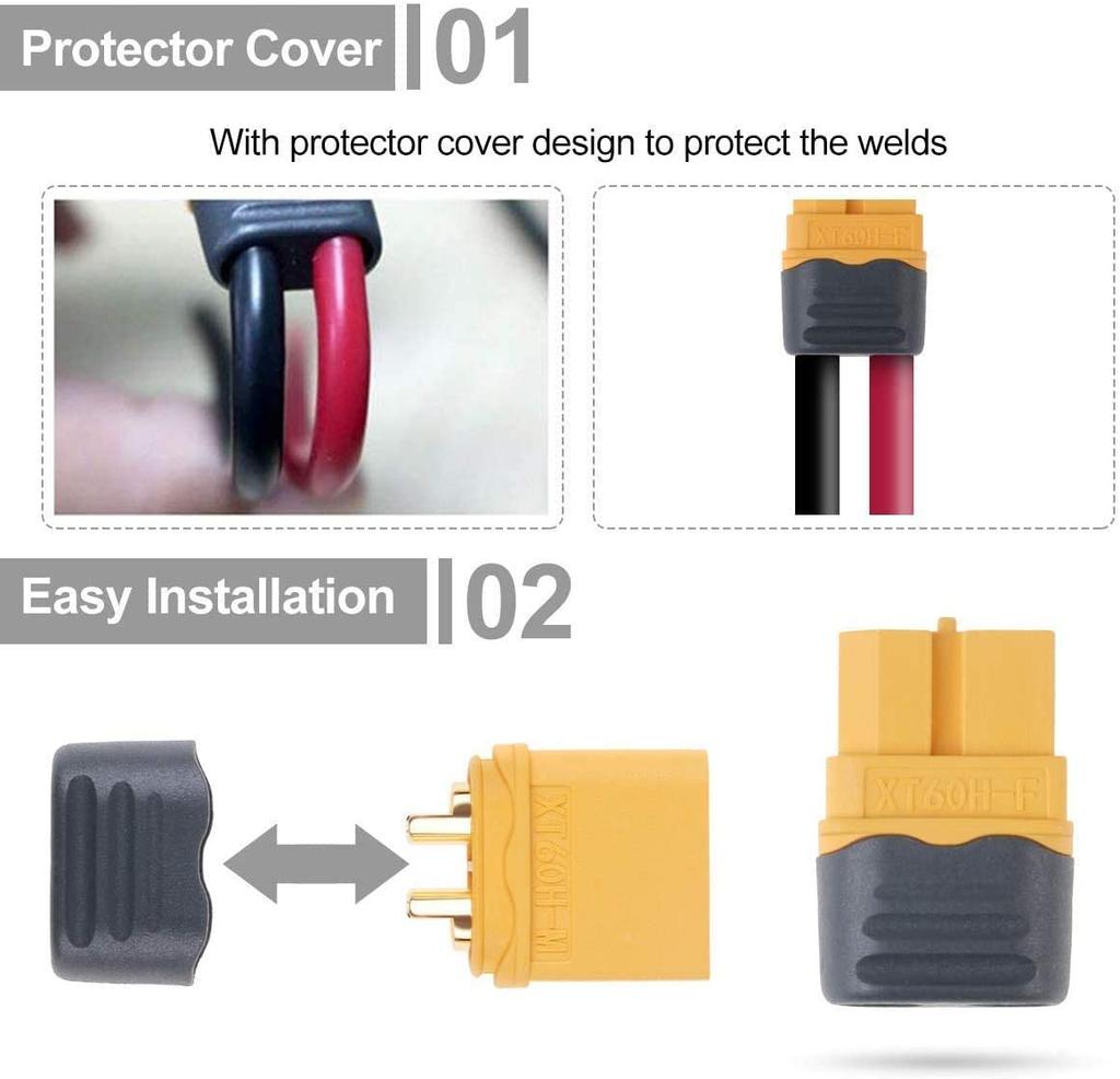 5 Pairs XT60H Connectors – High-Quality Male & Female with Protective Housing – For RC LiPo Batteries – Modelism Accessories