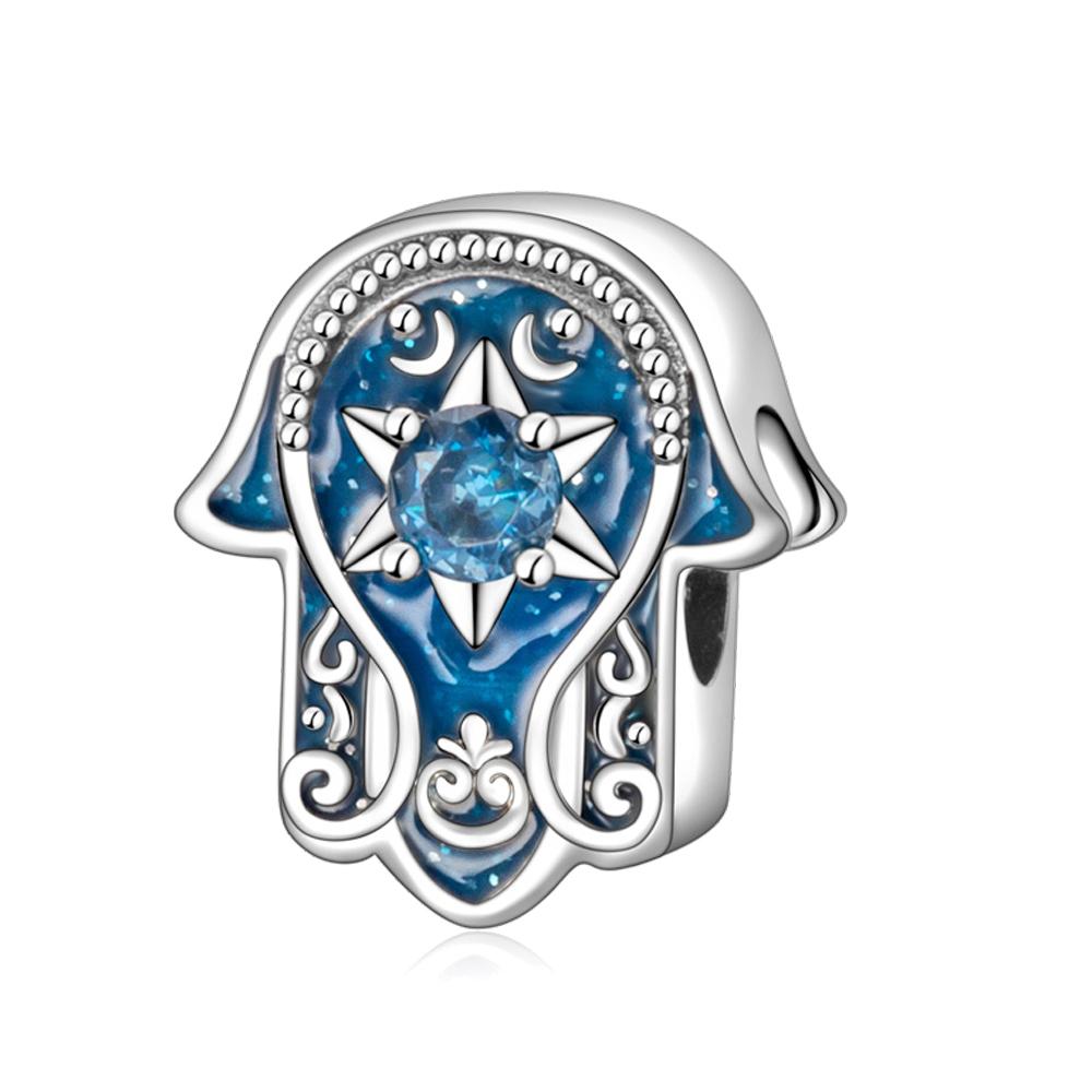 Blue Series 925 Sterling Silver Sapphire Tree of Life Bottle Elephant Planet Ocean Heart Charm Fit DIY Bracelet Necklace Gifts