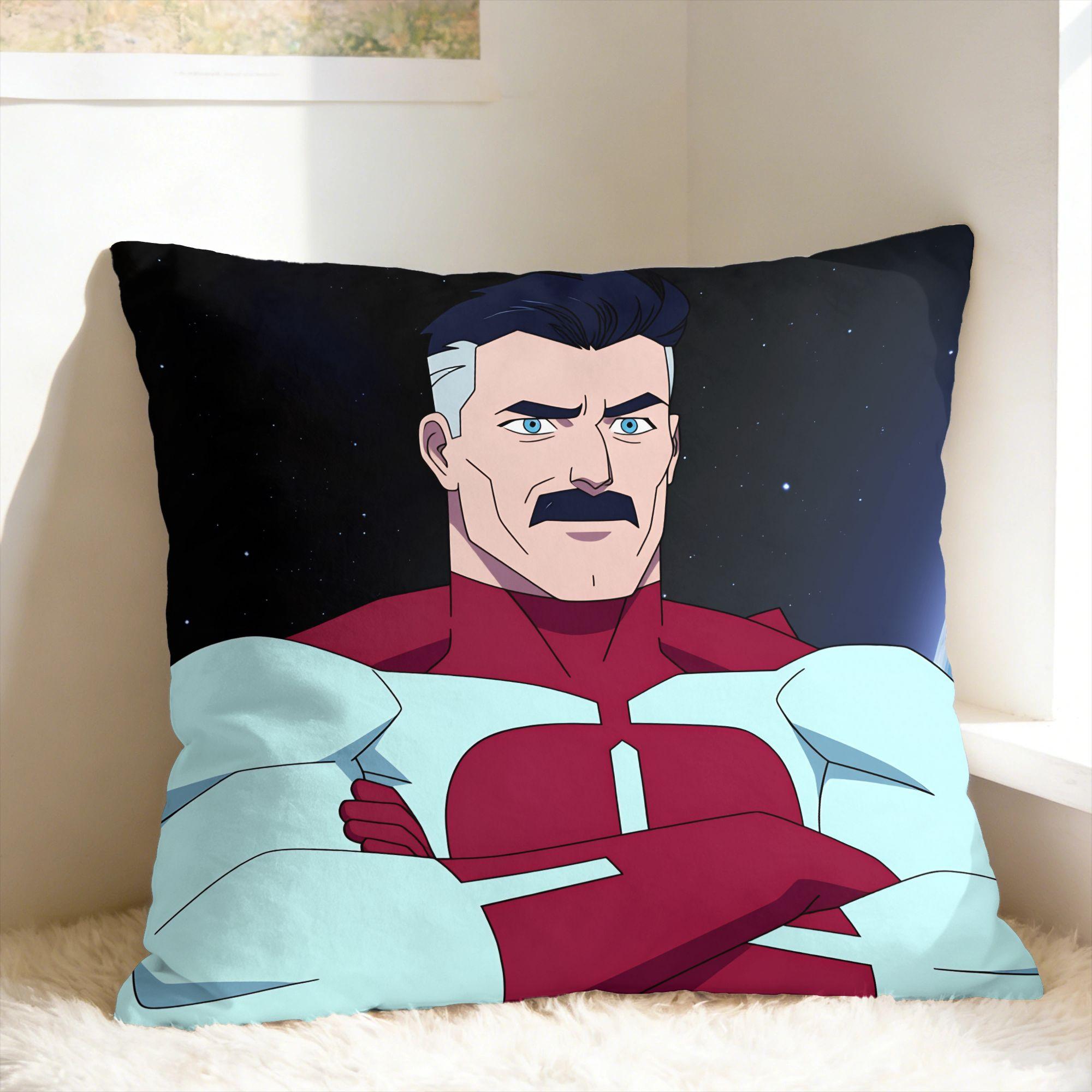 Comic I-Invincible Hero Omni Man Pillow Case Comfy Pillow Cover For Living Room Chair Novelty Cushion Cover Peach skin 18*18(CM)-1Pcs