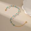 Women S Copper Plated 18k Gold Blue Zircon Handmade Beaded Anklet