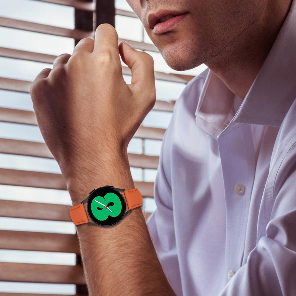 Litchi Textured Genuine Cow Leather Strap with Electroplated Buckle for Huami Amazfit Active 2 Square/Active 2/GTR Mini Pointed-End Watch Band