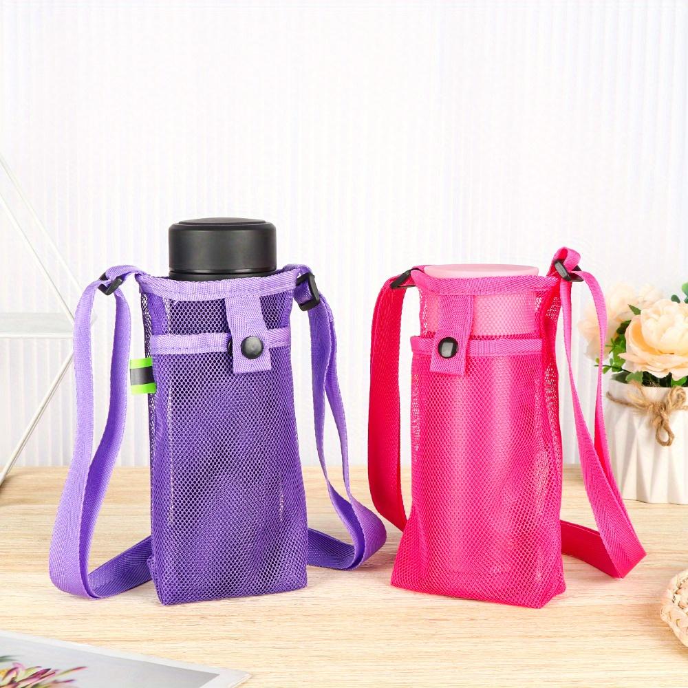Portable Sport Water Bottle Cover with Strap Cup Sleeve Mesh Cup Pouch Mobile Phone Bag Visible Bag Outdoor Camping Accessories