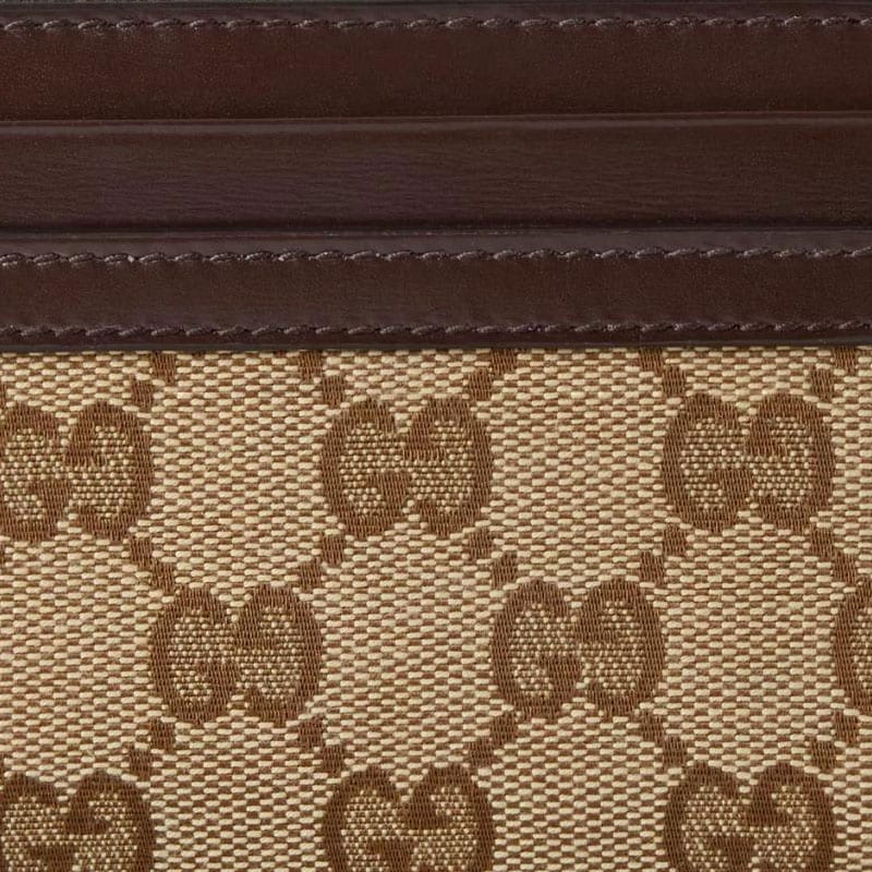 Gucci Carteira Mini Feminina de Lona com Couro Marrom 790037-FADHW-9742