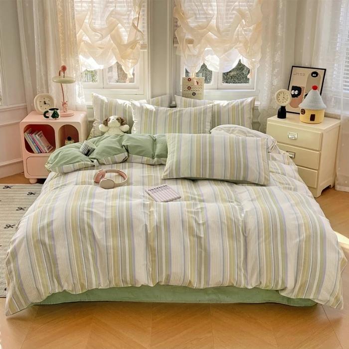 2025 New Spring and Summer Quilt Cover Three-piece Skin-friendly Grinding 13070 High-count Cotton Four-piece Bedding