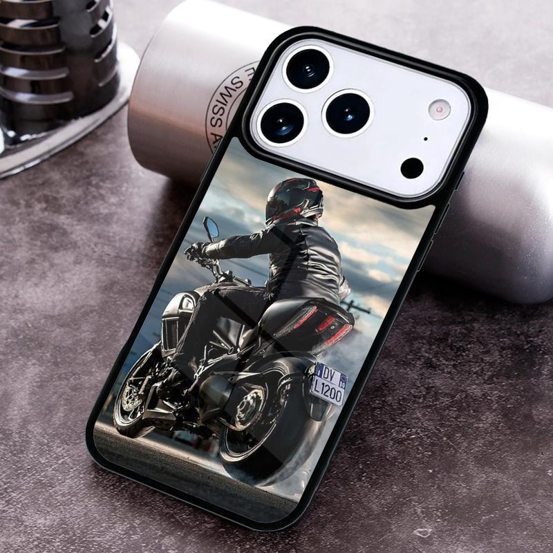 Motorcycle Man Phone Case for iPhone 17 16 15 Pro Max Air 14 13 12 11 Plus Shockproof Capa Cover