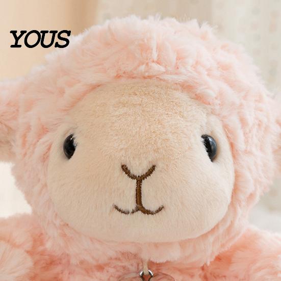 Comforting Sensory Toy Cute Sheep Plush with Heart Pendant, Macaron Color Lamb Doll Valentines Day Gift for Her Comfort & Cuddling, Soft