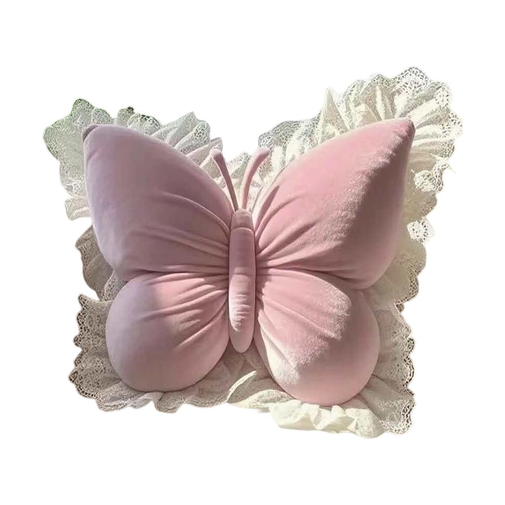 Butterfly Throw, Velvet Butterfly Decorative Cushion With Lace Trim, Glitter Velvet Stuffed For Sofa Couch Living Room Bed,Home Garden Decor