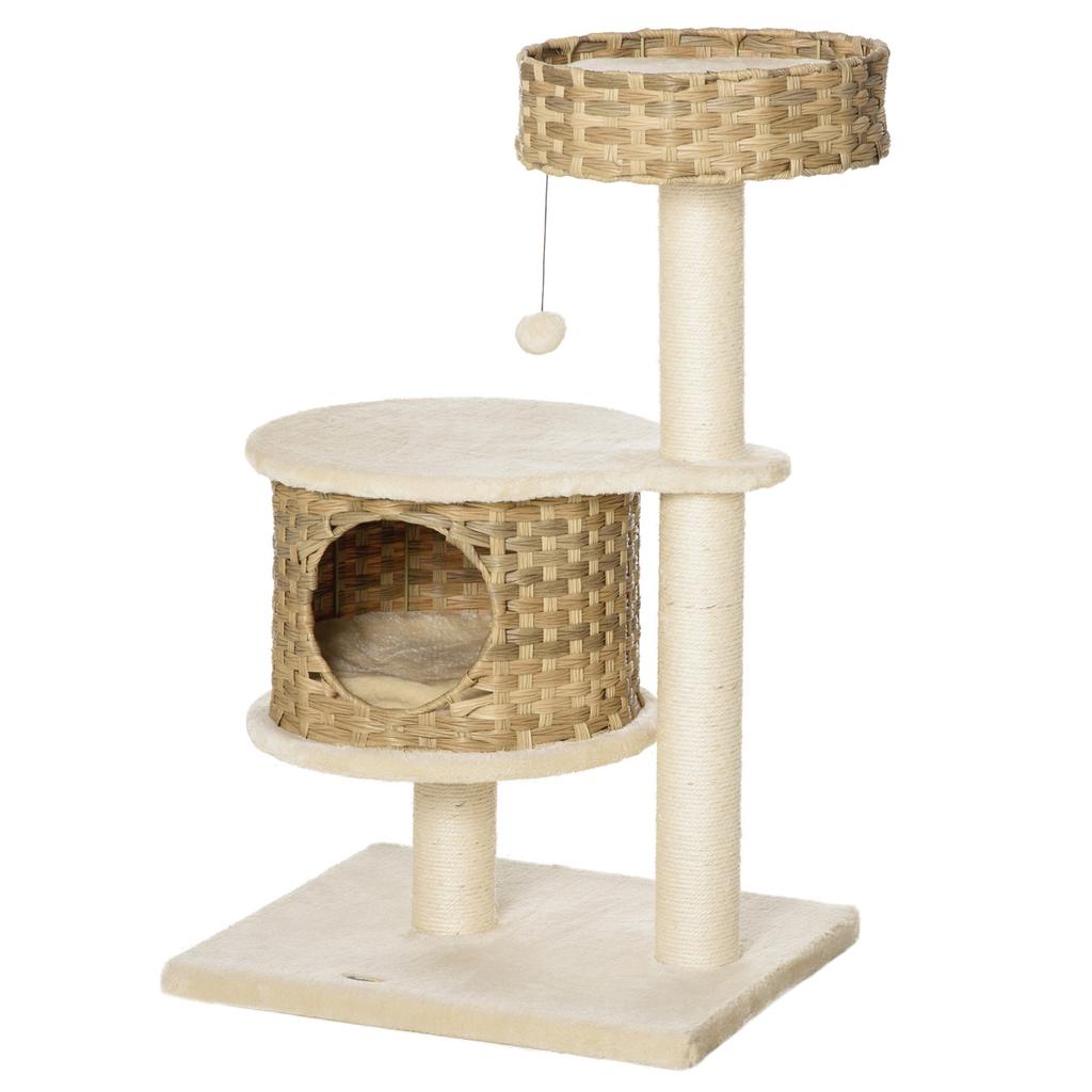 Cat Tree 95 Cm Cat Tower with Cave, Play Ball, Sisal Posts, Large Platform, Multi-Level Cat Scratching Tree, Climbing Tree, for Cats Under 5 Kg