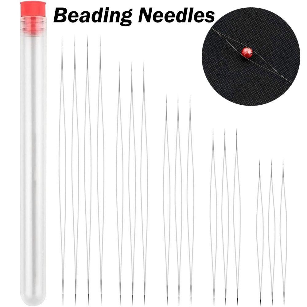 DIY Collapsible Big Eye Needles Long Straight Stainless Steel Seed Beads Needles Beading Needles
