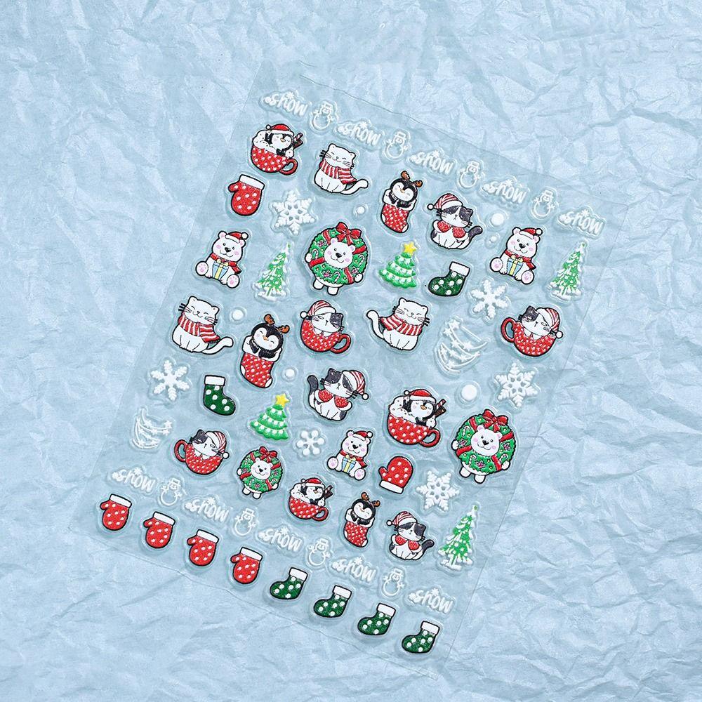 Cute Christmas Nail Art Stickers Winter Nails Polish Sticker 3D Manicure Decals  Manicurist