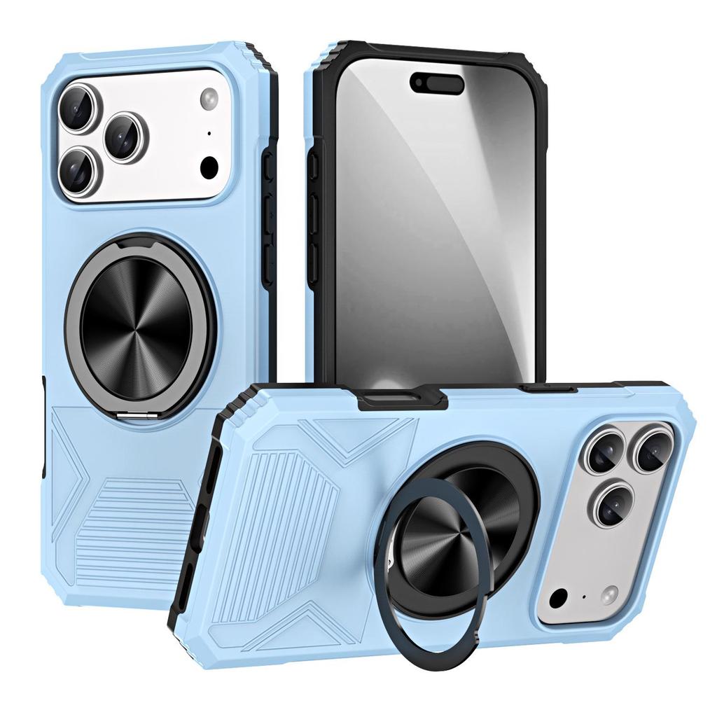 iPhone 17 Pro Max Drop-Proof Magnetic Case with 360° Rotating Ring Stand