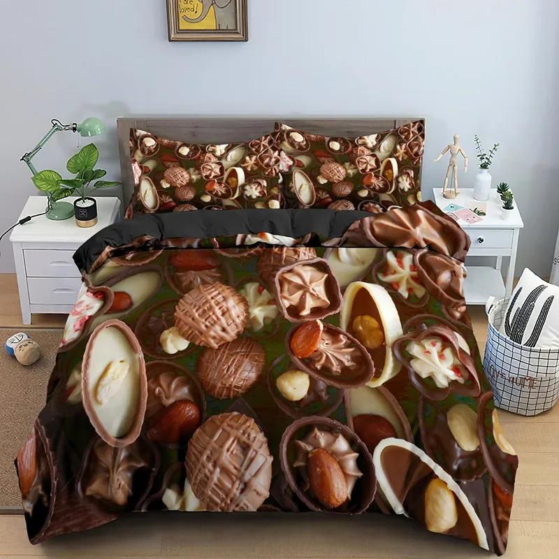 Chocolate Bedding Set Dessert Candy Duvet Cover Comforter Cover Sweet Food Girls Single Queen King 2/3pcs Polyester Quilt Cover